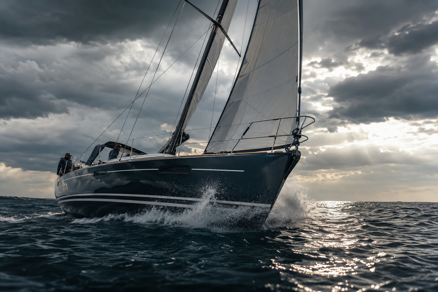 NM 32 Herrschaft in Krängung auf offenem Wasser, Charteryacht am Neusiedler See und in der Adria